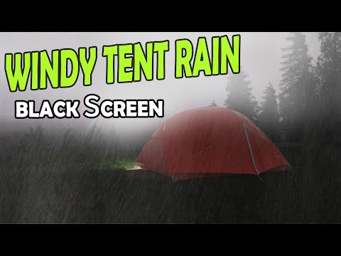 Windy Tent Rain for Sleeping BLACK SCREEN | Dark Screen Relaxation