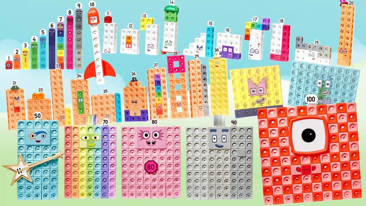 Numberblocks Math Link Cubes 1-100 Compilation | Giant Numberblocks Counting And Learning