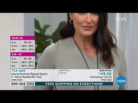 MarlaWynne Piped Seam VNeck Butterfly Tee