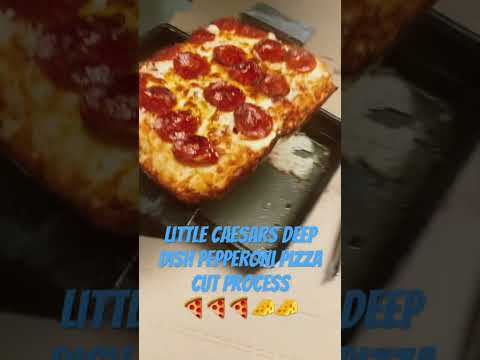 Little Caesars Deep Dish Pepperoni Pizza Cut Process 🍕🍕🧀🧀