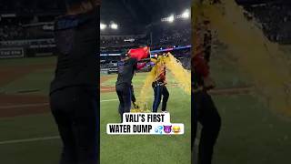 Brandon Valenzuela’s FIRST Postgame Water Dump from Vladdy and Myles Straw! #MLB #BlueJays #Toronto