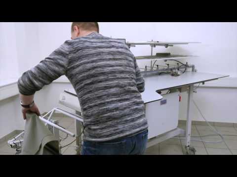 Automatic sewing machine for external and internal, straight and curved seams of trousers and skirts BASS 4100 video