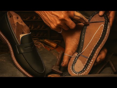 MAKING CLASSIC PEENY LOAFER IN FINEST CALF 100% HANDCRAFTED #handcrafted #handmade #handstitched