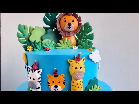 How we made fondant animals for jungle theme cake 🦁🦒🦧🦓🐯