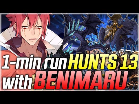 1-min run ALL HUNTS 13 with BENIMARU!! - Epic Seven