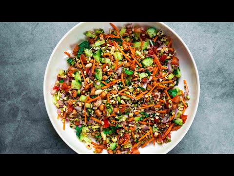 Sprouted Moong Salad | Indian Inspired Mung Bean Vegan Salad | Easy & Healthy Moong Beans Recipe