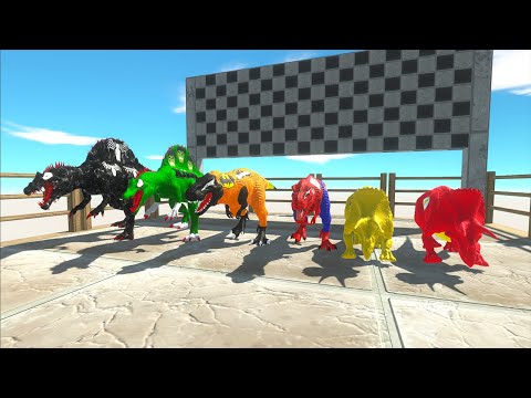 Hunting found Jurassic world evolution Team Spino vs T-rex vs Triceratops - Dinosaurs Race Champions