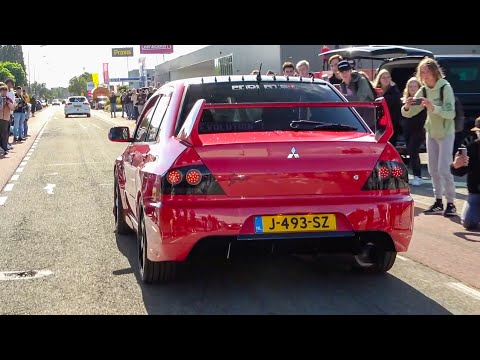 Tuner Cars Leaving GoJapan, Burnouts! RX8, 200SX, Skyline's, Civic Type-R, WRX STI, RX7, GTR..