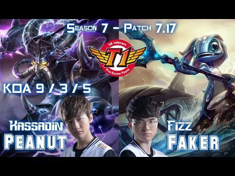 SKT T1 Peanut KASSADIN vs SKT T1 Faker FIZZ Mid - Patch 7.17 KR Ranked