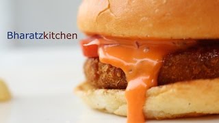 HOW TO MAKE MCDONALDS MC ALOO TIKKI BURGER - Recipe by bharatzkitchen