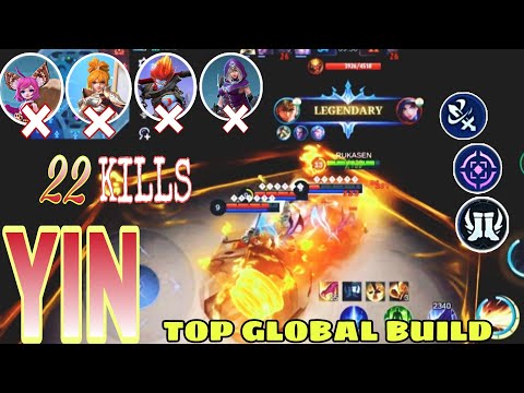 22 Kills!! Yin vs Pro Enemies team - Yin best build 2023||Mobile legends bang bang||