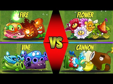 Best 4 Team FLOWER | VINE | FIRE | CANNON vs Team Zombie - Who Will Win? - PvZ 2 Team Plants