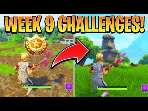Fortnite ALL WEEK 9 CHALLENGES GUIDE! – STONE HEADS Locations, Treasure MAP (Battle Royale Season 5)