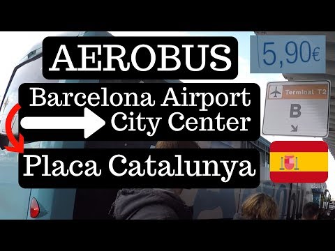 Pegando o AEROBUS do aeroporto de Barcelona até o centro da cidade Placa Catalunya