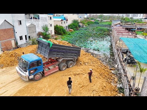 Epic2.Update Project Filling Land By Power Bulldozer Push soil to water and Dump truck 15ton upload