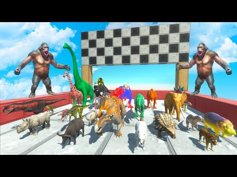 Nice Speed Race Dinosaurs vs Animals Jurassic World Evolution 2 - Animal Revolt Battle Simulator