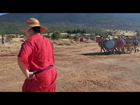 2,500th Anniversary Battle of Plataea reenactment (2022) - Hoplite exercise - charge to collision