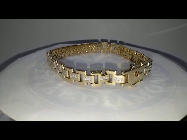 Diamond Bracelets - 1.20TCW Men's Diamond Bracelet in 18K Gold