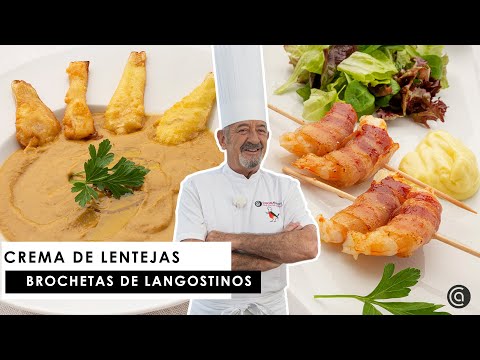 Crema de lentejas 🥄 Brocheta de langostinos 🦐 Recetas fáciles con Karlos Arguiñano 👨🏻🍳
