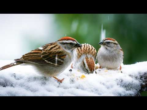 4K Winter Birds & Relaxing Music – Peaceful Nature Ambience for Relaxation & Stress Relief