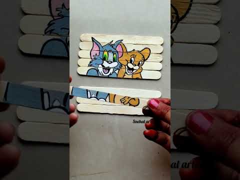 Tom and Jerry painting on icecream stick #shorts #viral #tomandjerry #cartoon #anime #drawing #art