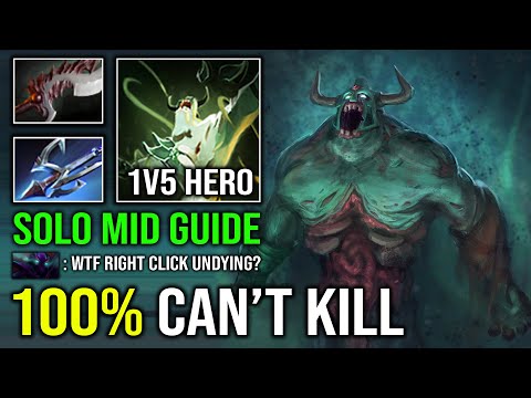 WTF 100% CAN'T KILL Solo Mid Undying 1v5 Max Right Click Abyssal Blade Hit Like a Truck Dota 2