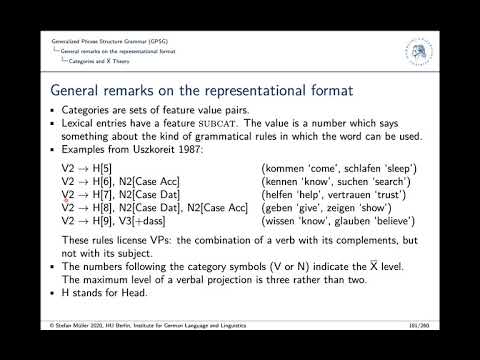 Grammtical theory: Session 7: Generalized Phrase Structure Grammar (GPSG)