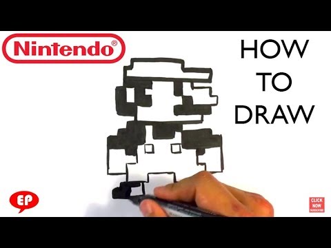 How to Draw Mario - 8 Bit- Easy Pictures to Draw - YouTube