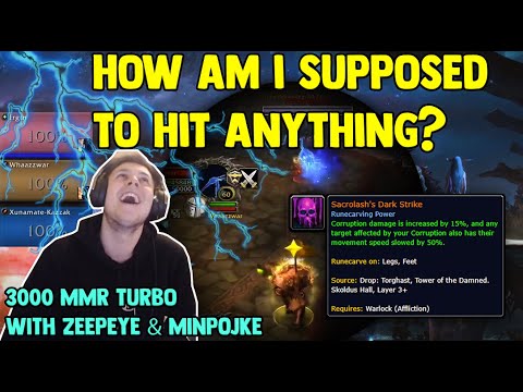 WARRIOR VS AFFLICTION WARLOCK IS FUN.... OR IS IT? | 3000 mmr 3v3 Turbo with Zeepeye and Minpojke