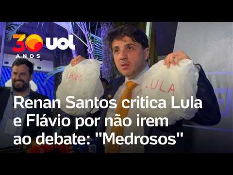 Debate da Band: Renan Santos mostra fraldas e critica Lula e Flávio: ‘Medrosos e fracassados’