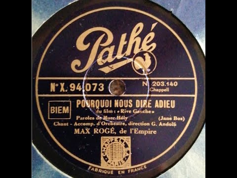 Max Rogé  " pourquoi nous dire adieu "   1931