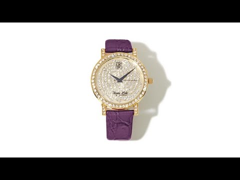 Victoria Wieck "Thumbprint" Crystal Leather Strap Watch