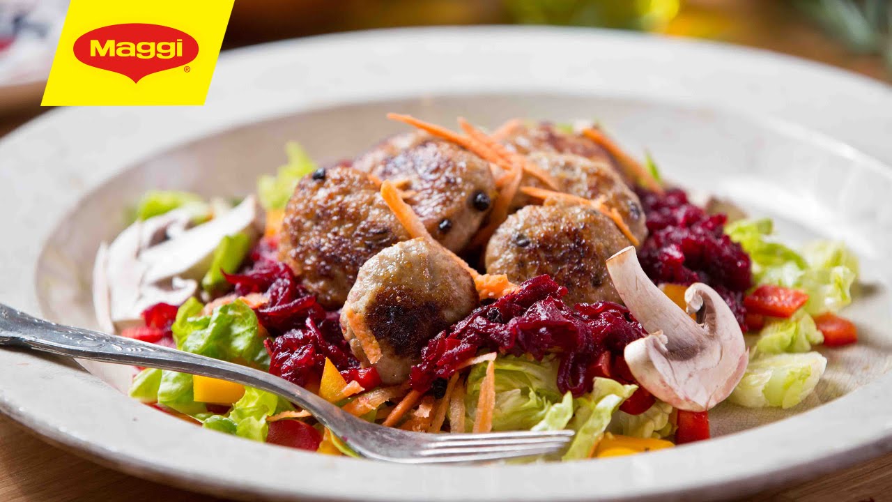 MAGGI Recipe : Turkey Kofta and Beetroot Salad - وصفات ماجي :سلطة الكفتة التركية مع الحبش و الشمندر