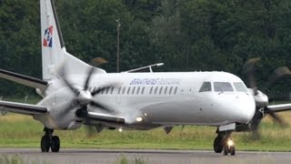 preview picture of video 'Saab 2000 Braathens Regional Take Off at Bern Airport - Nice Turboprop Sounds!'