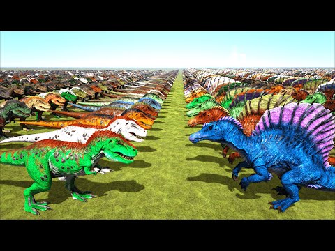 1000 REX VS 1000 SPINOS! | EPIC BATTLE