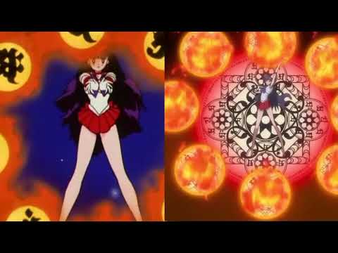 Sailor Mars Attacks Comparison (Crystal & 90s)