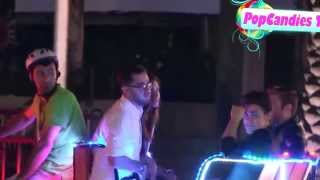 Paul Wesley Phoebe Tonkin enjoy a Pedicab while escaping Late Night After Party for 2014 Comic Con