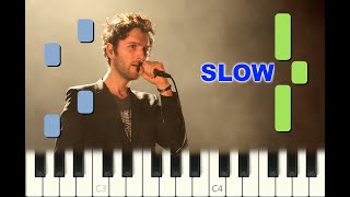 SLOW piano tutorial "LE TUNNEL D'OR" Aaron, 2006, avec partition gratuite