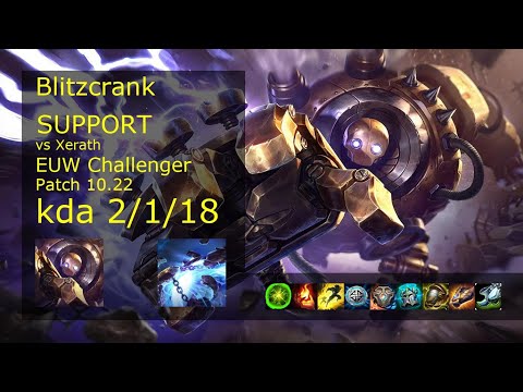 Blitzcrank Support & Kalista vs Xerath & Ashe - EUW Challenger 2/1/18 Patch 10.22 Gameplay
