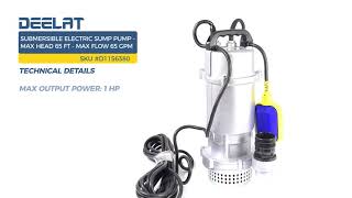 Submersible Electric Sump Pump - Max Head 65 FT (20M) - Max Flow 65 GPM (15 m3/H)