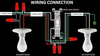 SINGLE POLE SWITCH AND TWO LIGHT FIXTURES | ELECTRICAL LAYOUT | WIRING CONNECTION ANIMATION