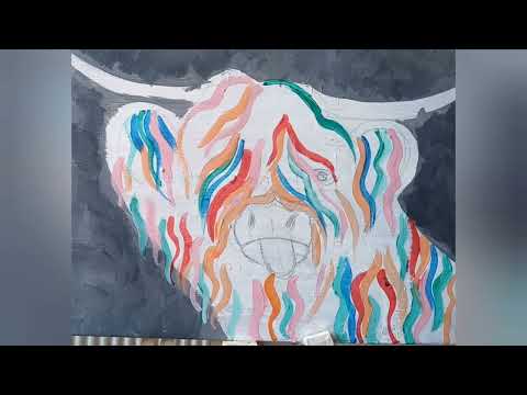 Watch me paint/How to paint a Highland Cow / Steven Brown Art/ Colorful acrylic painting /Modern art