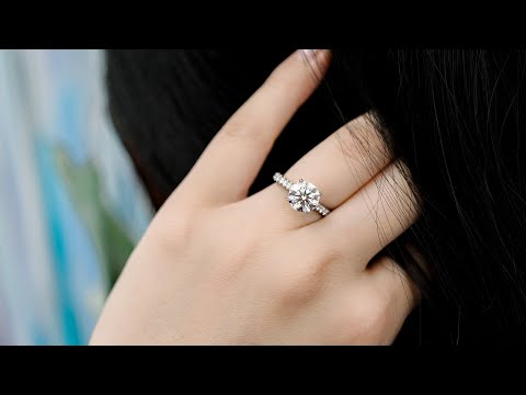 2.5 ct Round Cathedral Pavé Lab Created Diamond Engagement Ring in Platinum | Ada Diamonds