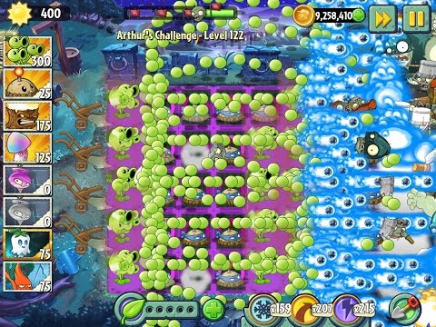 Plants vs Zombies 2 Arthur's Challenge Epic Hack Level 122 - Tripping Threapeater