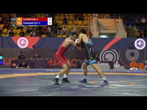 1/2 GR - 60 kg: P. NASERPOUR (IRI) v. Y. FIDAKHMETOV (KAZ)