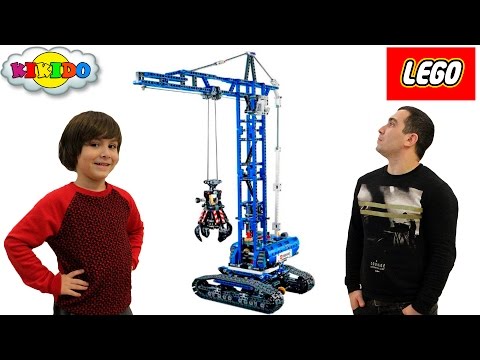 Лего Гусеничный Кран 42042 Как Папа с Камилем строили гараж. Lego Technic Crawler Crane. Кикидо