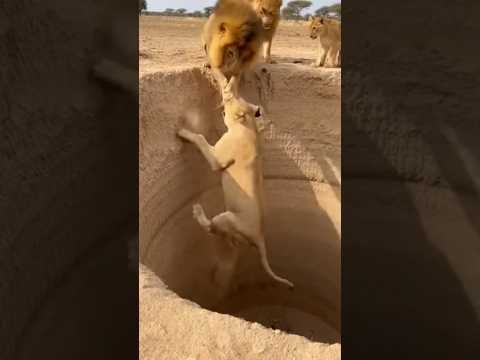 Lioness TRAPPED! 🦁 Can the Lion Save Her?' #shortsviral #shortsfeeds #viral #wildlife #heromoments