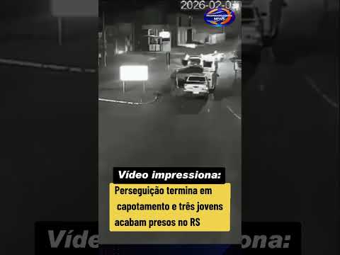 Vídeo impressiona:Perseguição termina em capotamento e três jovens acabam presos no RS #viral