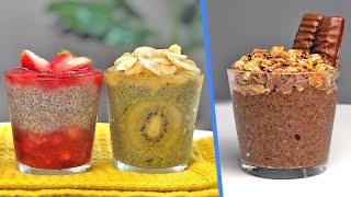 Vegan Chia Pudding Recipe 3 Ways | Healthy Vegan Chia Pudding with Strawberry Matcha and Chocolate