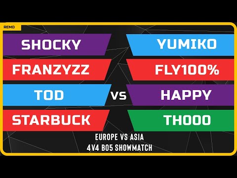 WC3 - 4v4 Showmatch EU vs Asia - Tod, Starbuck, Franzyzz & Shocky vs Happy, TH000, Fly100% & Yumiko